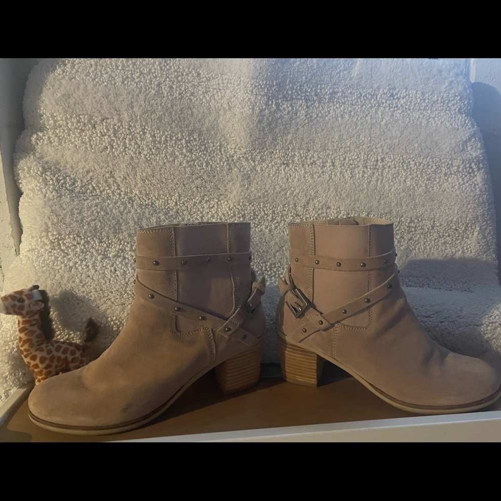 Camel color booties suede